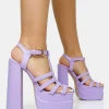 Store Denver Lilac Woven Double Platform Sandal Heels Block Heels | Platform Heels