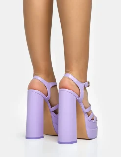 Store Denver Lilac Woven Double Platform Sandal Heels Block Heels | Platform Heels