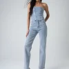 Outlet Diamante Straight Fit High Rise Denim Jeans Co-ords | Trousers