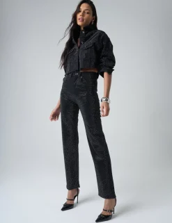 Store Diamante Straight Fit High Rise Denim Jeans Co-ords | Trousers