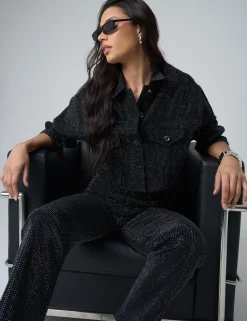 Store Diamante Straight Fit High Rise Denim Jeans Co-ords | Trousers