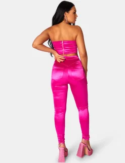 New DISCO SKINNY LEG TROUSERS PINK Trousers