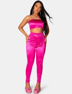 New DISCO SKINNY LEG TROUSERS PINK Trousers