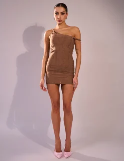 Hot Distressed Twisted Off Shoulder Mini Dress Dresses