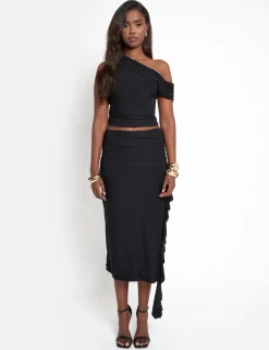 Best Sale Drape Detail Luxe Slinky Maxi Skirt Sculpt & Leisure | Kaiia The Label