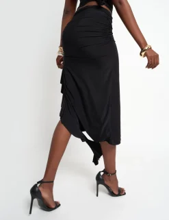 Best Sale Drape Detail Luxe Slinky Maxi Skirt Sculpt & Leisure | Kaiia The Label
