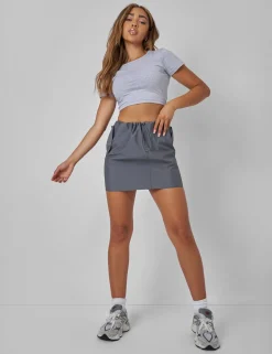 New Drawstring Waist Cargo Mini Skirt Charcoal Sculpt & Leisure | Kaiia The Label