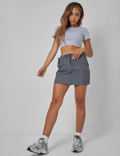 New Drawstring Waist Cargo Mini Skirt Charcoal Sculpt & Leisure | Kaiia The Label