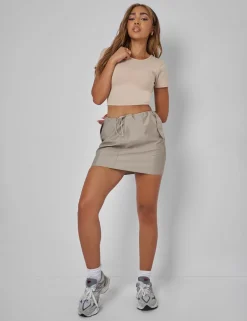 Flash Sale Drawstring Waist Cargo Mini Skirt Khaki Sculpt & Leisure | Kaiia The Label