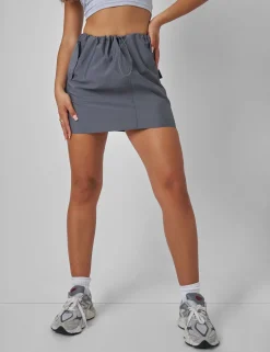 New Drawstring Waist Cargo Mini Skirt Charcoal Sculpt & Leisure | Kaiia The Label