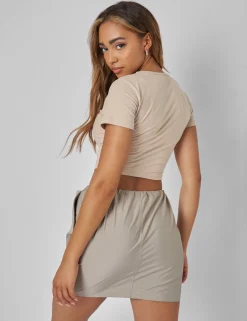 Flash Sale Drawstring Waist Cargo Mini Skirt Khaki Sculpt & Leisure | Kaiia The Label