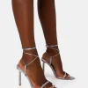 Hot Dream Mirror Strappy Diamante Heel Detail Pointed Toe Stiletto Strappy Heels | Diamante Heels