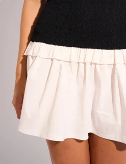 Flash Sale Dropped Waist Contrast Bubble Hem Mini Dress Black & White Dresses