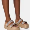 Sale Duchess Natural Raffia Double Strap Platform Slider Sandals Back In Stock | Flats