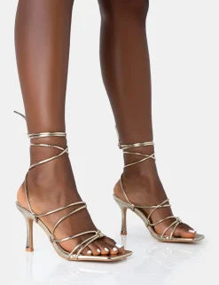 Best Duet Wide Fit Knot Strappy Lace Up Square Toe Mid Heels Wide Fit Heels | Wide Fit Heels