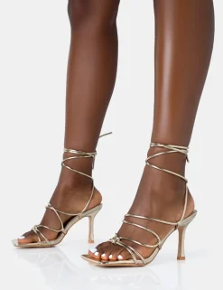 Best Duet Wide Fit Knot Strappy Lace Up Square Toe Mid Heels Wide Fit Heels | Wide Fit Heels