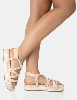 Outlet Duffy Ecru Rope Flat Dad Sandals Flats