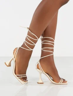 Hot Dymond Off Lace Up Square Toe Cake Stand Heels 4