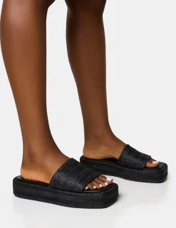 Discount Eclipse Raffia Platform Sandals Flats