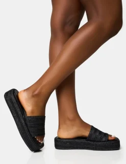 Discount Eclipse Raffia Platform Sandals Flats