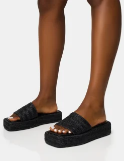 Discount Eclipse Raffia Platform Sandals Flats