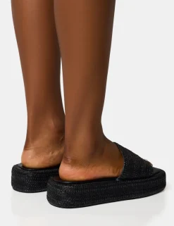 Discount Eclipse Raffia Platform Sandals Flats