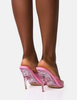 Store Elusive Baby Structured Perspex Wedge Heels Pink Heels | Wedges
