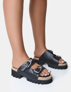 Online Equinox Chunky Jute Detail Buckle Flatform Sandals Flats