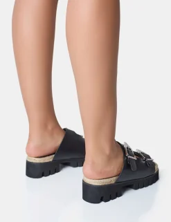 Online Equinox Chunky Jute Detail Buckle Flatform Sandals Flats