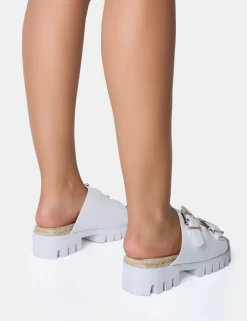 Best Sale Equinox Chunky Jute Detail Buckle Flatform Sandals Flats