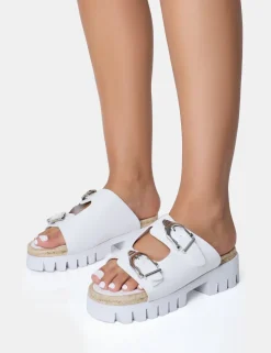 Best Sale Equinox Chunky Jute Detail Buckle Flatform Sandals Flats