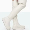 Sale Erica Bone Pu Chunky Platform Sole Over The Knee Boots Over The Knee Boots | Long Boots