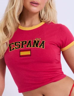Shop Espana Contrast Trim Baby Tee Sculpt & Leisure | Kaiia The Label