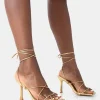 Discount Euphoria Pu Square Toe Lace Up Mid Heels Back In Stock | Gold Heels