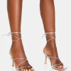 Store Euphoria Metallic Pu Square Toe Lace Up Mid Heels Silver Heels | Square Toe Heels