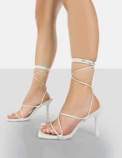 Discount Euphoria Croc Square Toe Lace Up Mid Heels 4