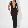 Online Extreme Dropped Cowl Neck Hooded Midaxi Dress Dresses