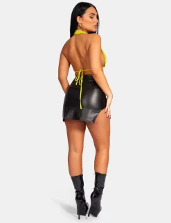 Shop Extreme Split Pu Mini Skirt Sculpt & Leisure | Kaiia The Label