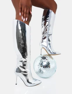Fashion Falcon Mirror Knee High Stiletto Boot High Heels | Heeled Boots