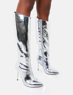 Fashion Falcon Mirror Knee High Stiletto Boot High Heels | Heeled Boots