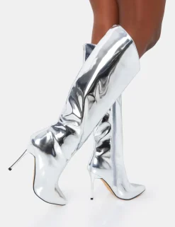 Fashion Falcon Mirror Knee High Stiletto Boot High Heels | Heeled Boots