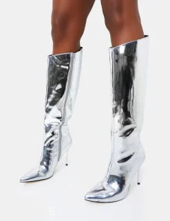 Fashion Falcon Mirror Knee High Stiletto Boot High Heels | Heeled Boots