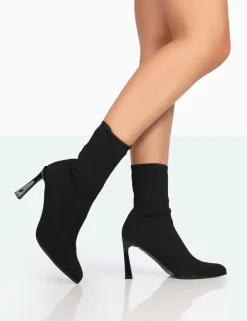 Best Farah Knitted Pointed Toe Stiletto Heel Ankle Sock Boots High Heels | Sock Boots