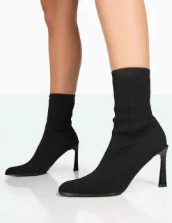 Best Farah Knitted Pointed Toe Stiletto Heel Ankle Sock Boots High Heels | Sock Boots