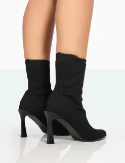 Best Farah Knitted Pointed Toe Stiletto Heel Ankle Sock Boots High Heels | Sock Boots