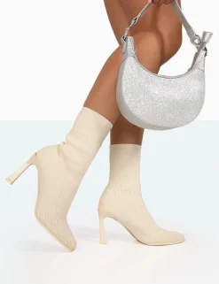 Best Sale Farah Knitted Pointed Toe Stiletto Heel Ankle Sock Boots High Heels | Sock Boots