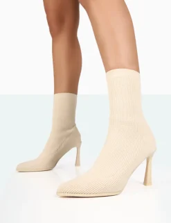 Best Sale Farah Knitted Pointed Toe Stiletto Heel Ankle Sock Boots High Heels | Sock Boots
