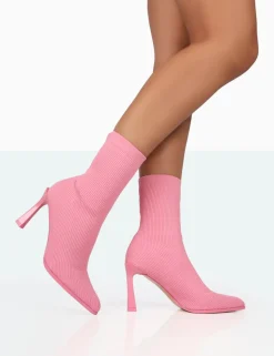 Shop Farah Knitted Pointed Toe Stiletto Heel Ankle Sock Boots High Heels | Sock Boots
