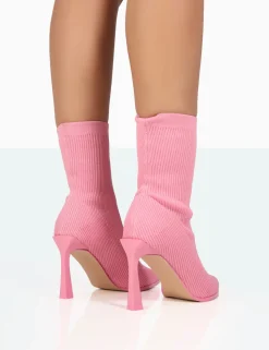 Shop Farah Knitted Pointed Toe Stiletto Heel Ankle Sock Boots High Heels | Sock Boots