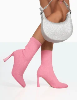 Shop Farah Knitted Pointed Toe Stiletto Heel Ankle Sock Boots High Heels | Sock Boots